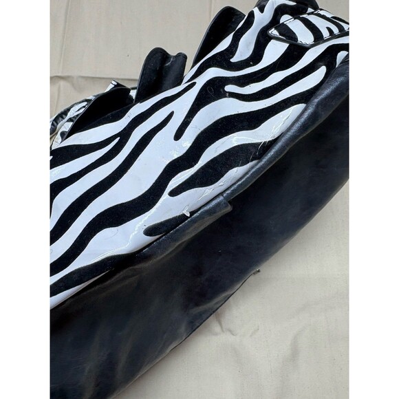 Vintage Y2K Zebra Print Ruffle Handbag Studded Hobo Bag Retro McBling Aesthetic - Picture 12 of 12
